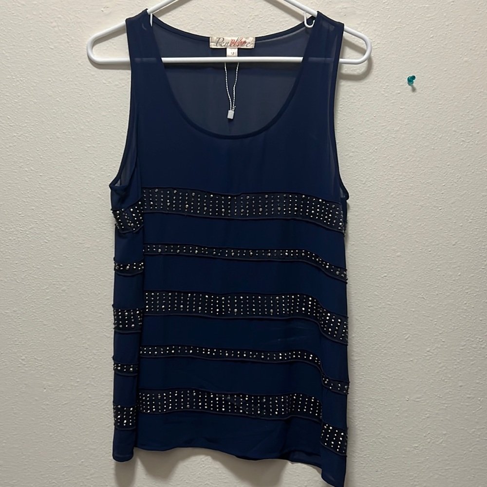 Blue, very see through beautiful shirt size medium